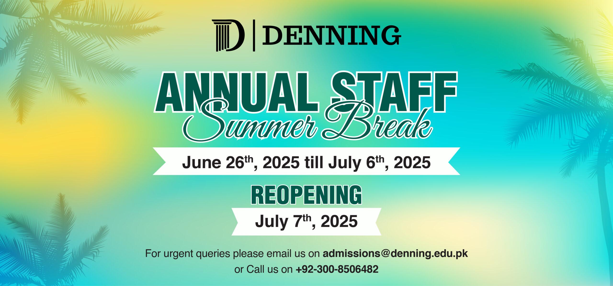 Summer Break PopUp Banner for Denning Web scaled
