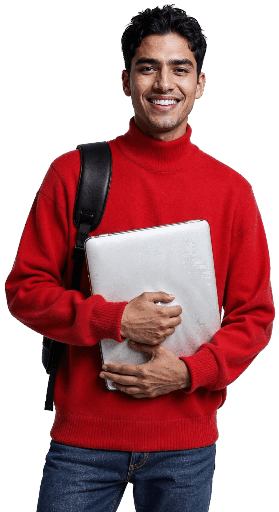 BSc Computing (GW) 25 smiling student with laptop e1750240335633